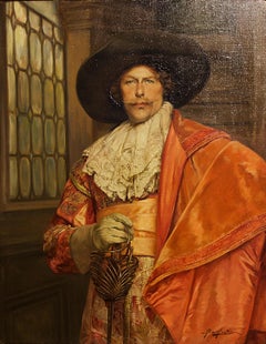Oil on Canvas Painting of a Cavalier by Alex de Andreis