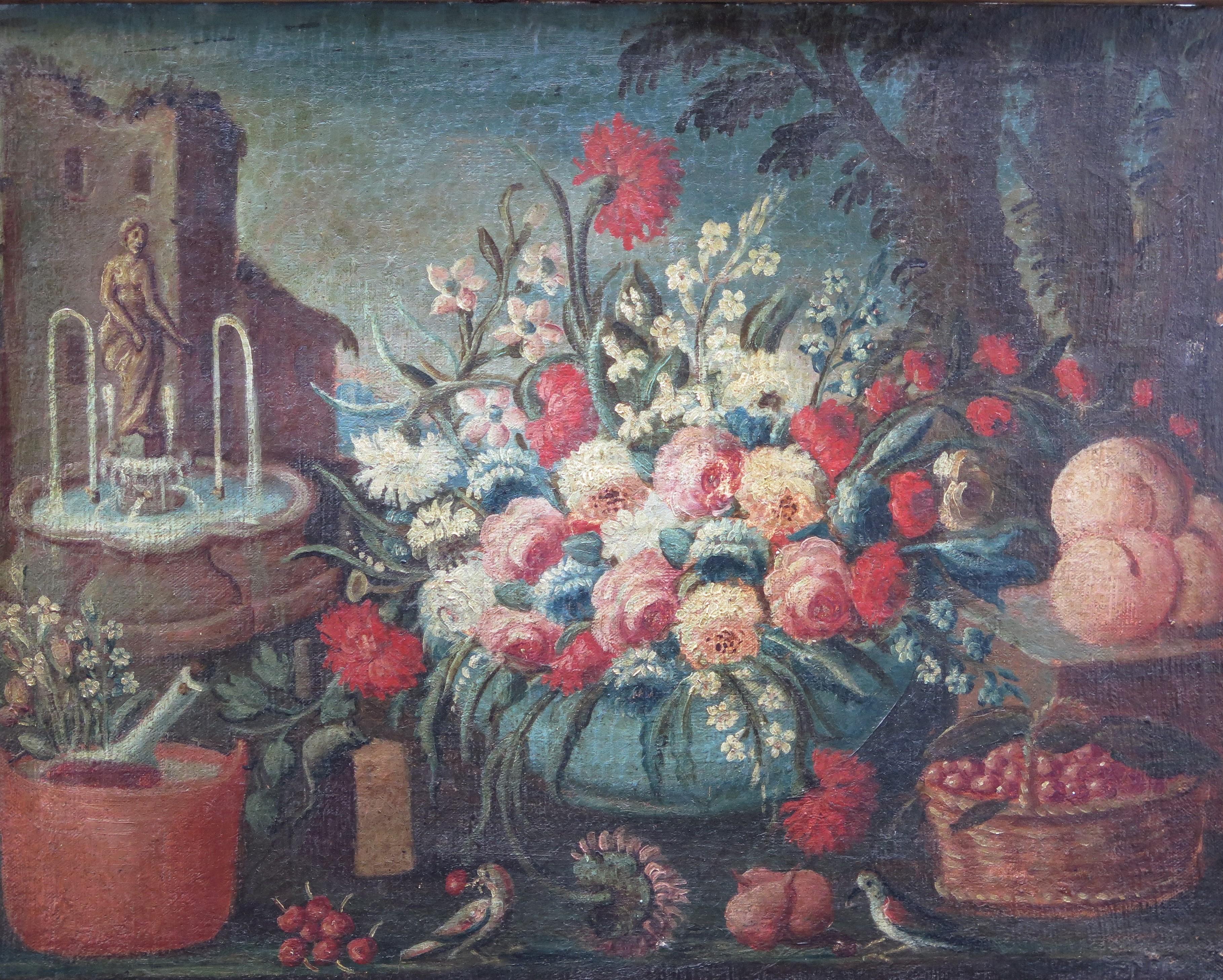 Toile Peinture à l'huile sur toile d'un ensemble floral en vente