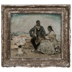 Oil on Canvas Painting of a Gypsy Family