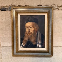 Oil on Canvas Painting of a Scholar or Hasidic Rabbi by Jeno Gussich