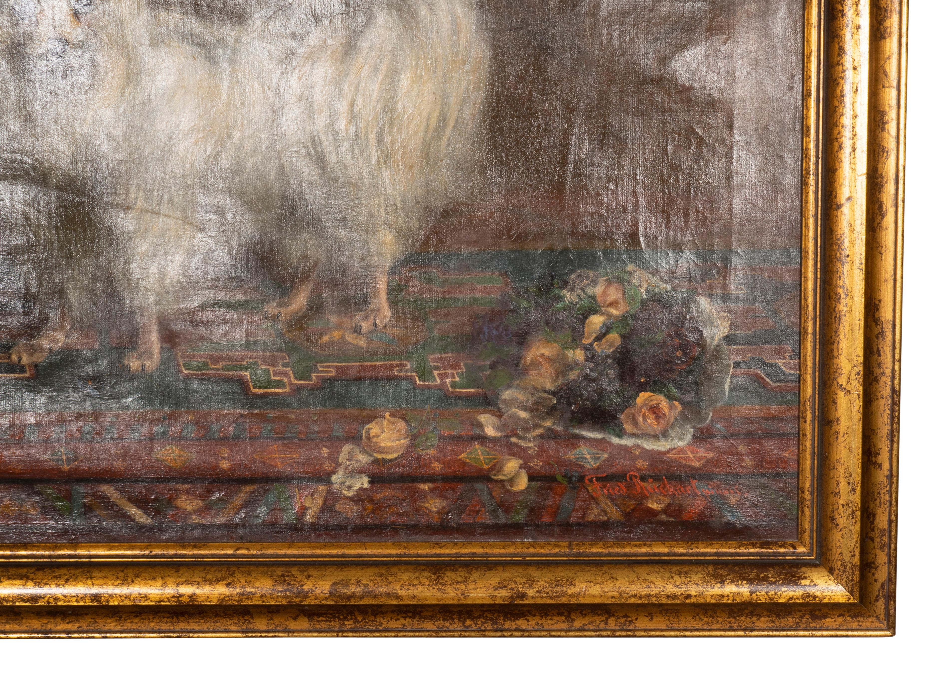 Peinture à l'huile sur toile d'un chien Seidenspitz Bon état - En vente à Essex, MA