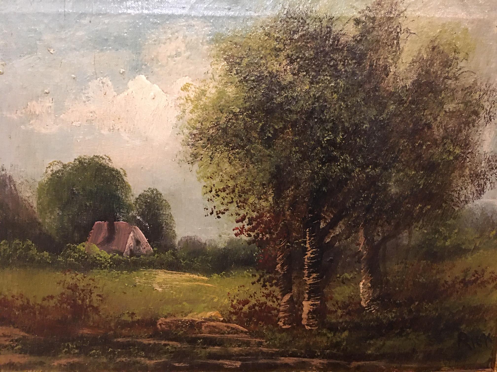 Oil on Canvas Painting of a Summer Landscape, Late 19th Century In Good Condition In Savannah, GA