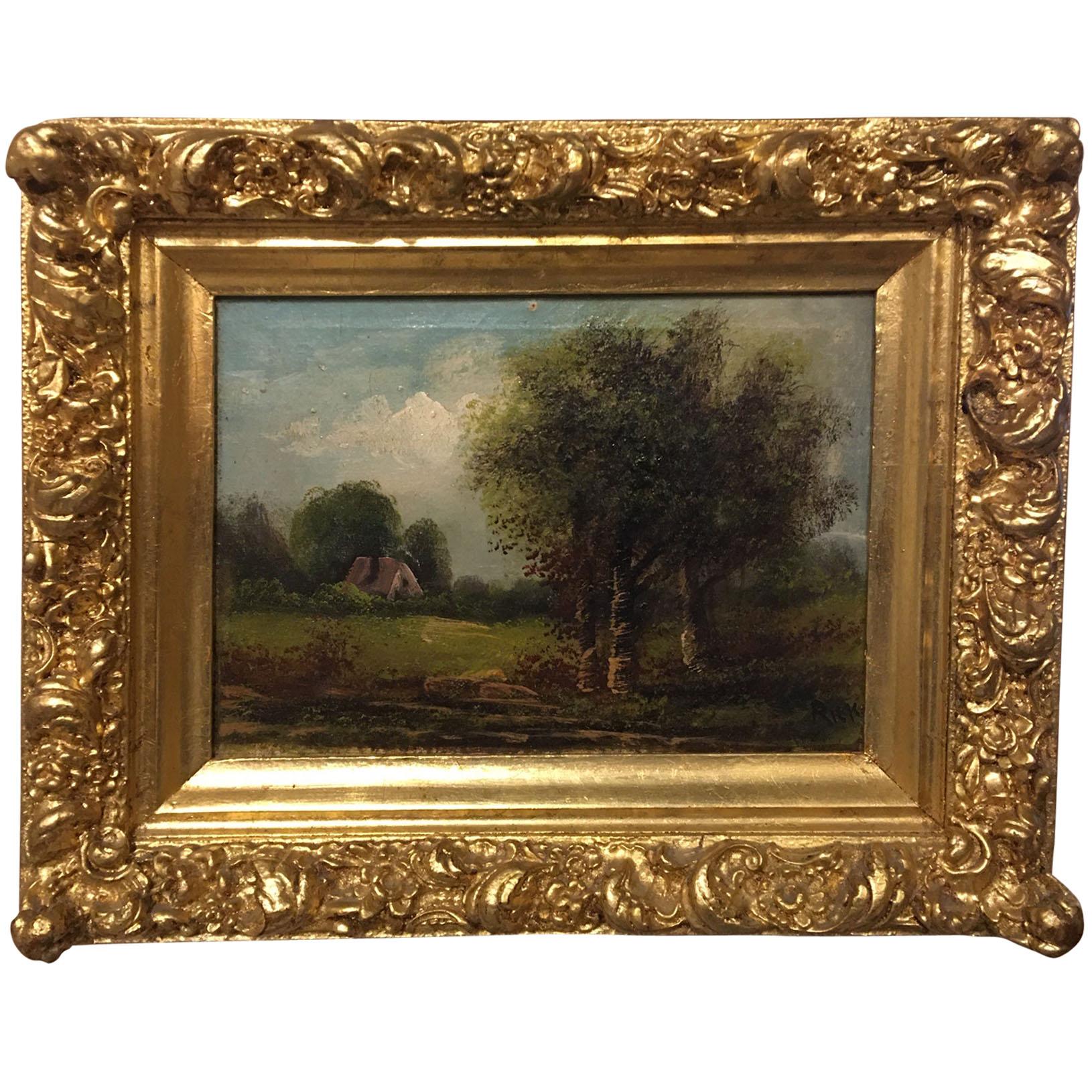 Oil on Canvas Painting of a Summer Landscape, Late 19th Century