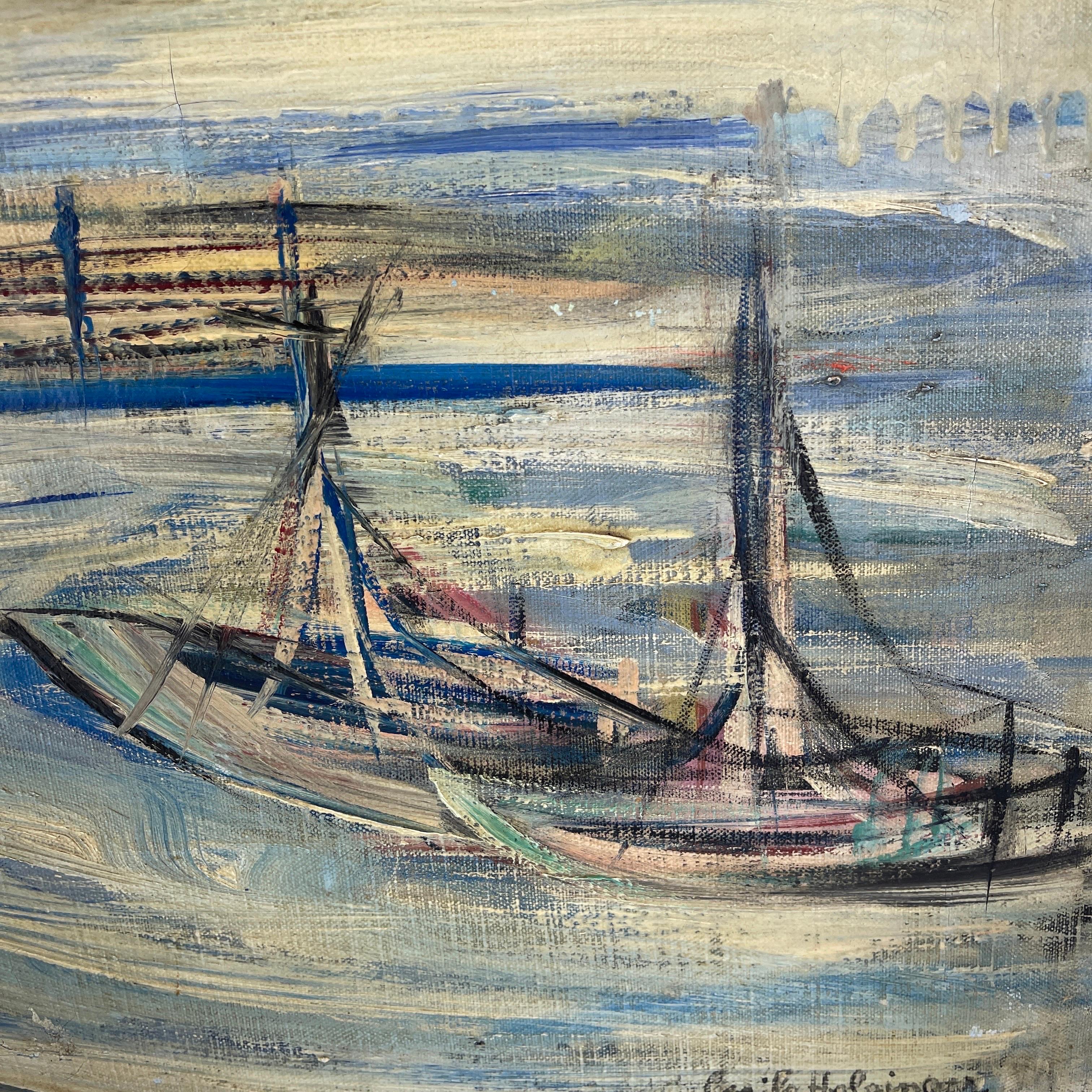 Peinture à l'huile sur toile de la plage et de la côte par C. Holginger en vente 1