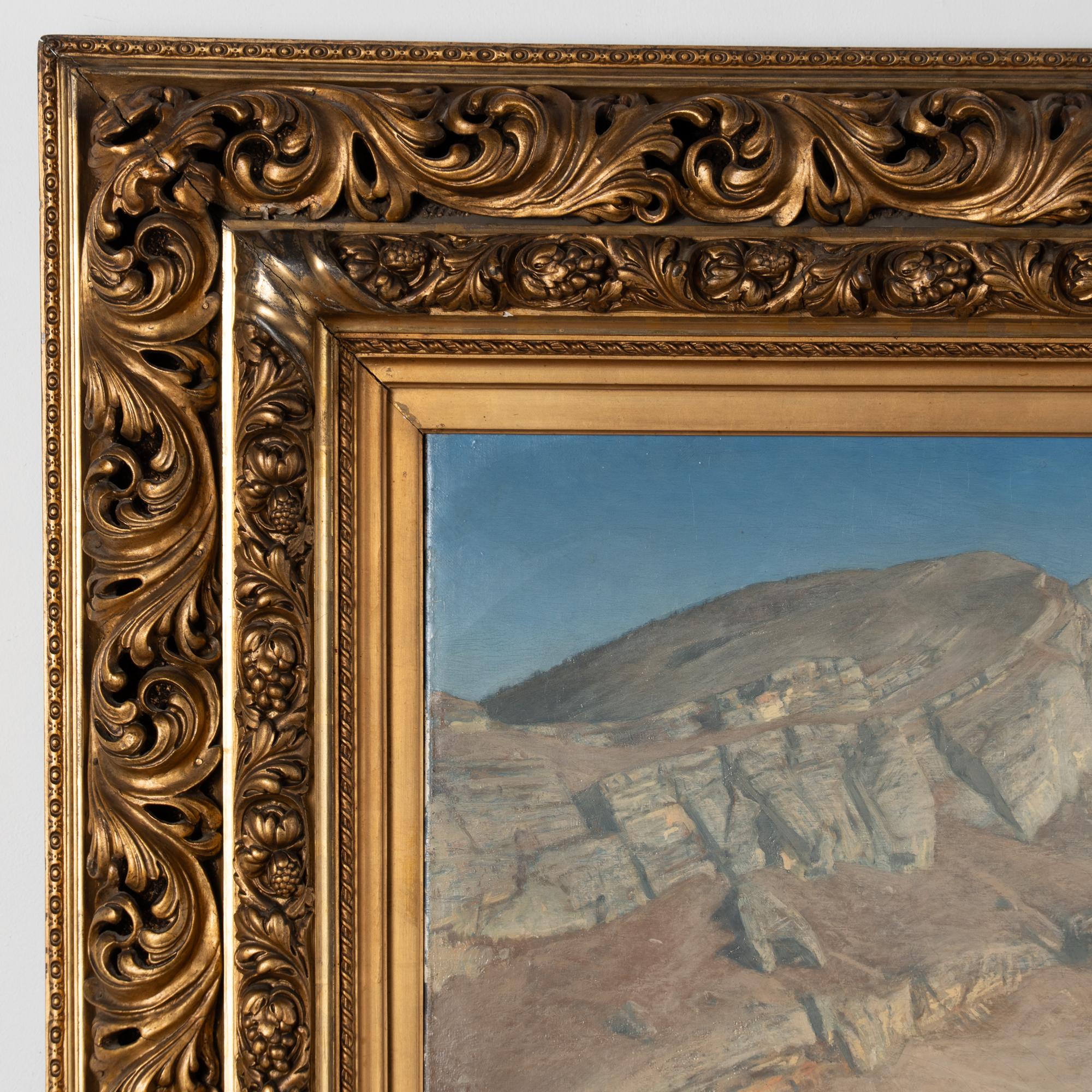 Öl auf Leinwand Gemälde von Paar in der Nähe des Gardasees, Italien Signiert und datiert 1884 im Angebot 1