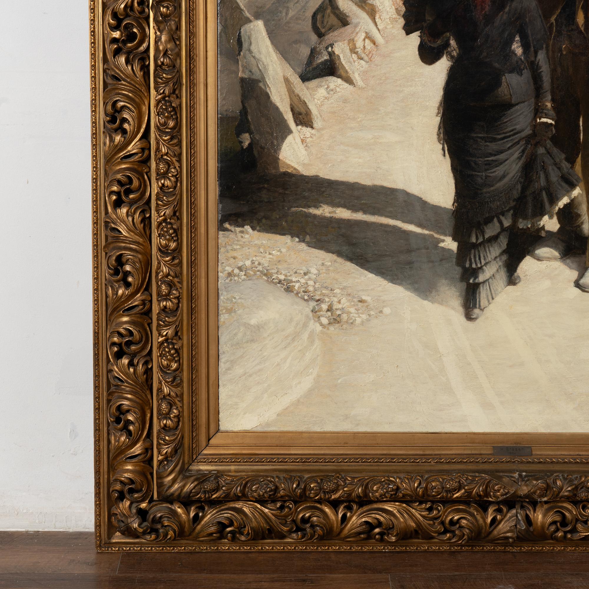 Öl auf Leinwand Gemälde von Paar in der Nähe des Gardasees, Italien Signiert und datiert 1884 im Angebot 4