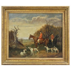 Oil on Canvas Painting of Equestrian Fox Hunting