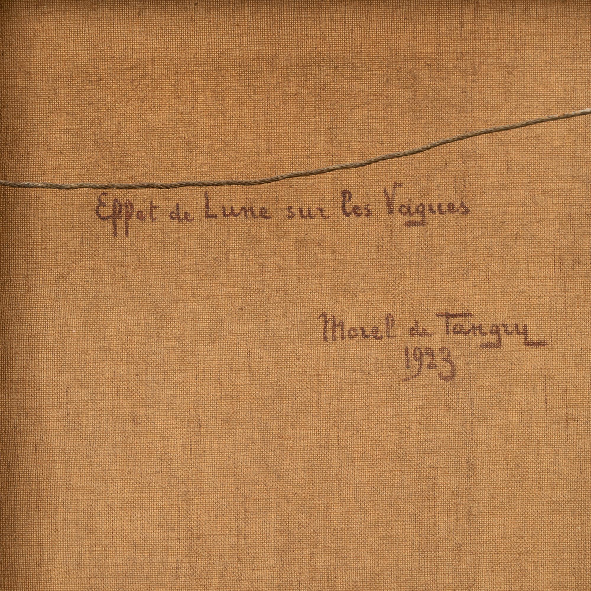 Öl auf Leinwand Gemälde von mondbeschienenen Ozeanwellen, signiert, datiert Morel de Tanguy 1923 4