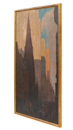 Oil on Canvas Painting of St. Mark's Church in Philadelphia by Yarnall Abbott