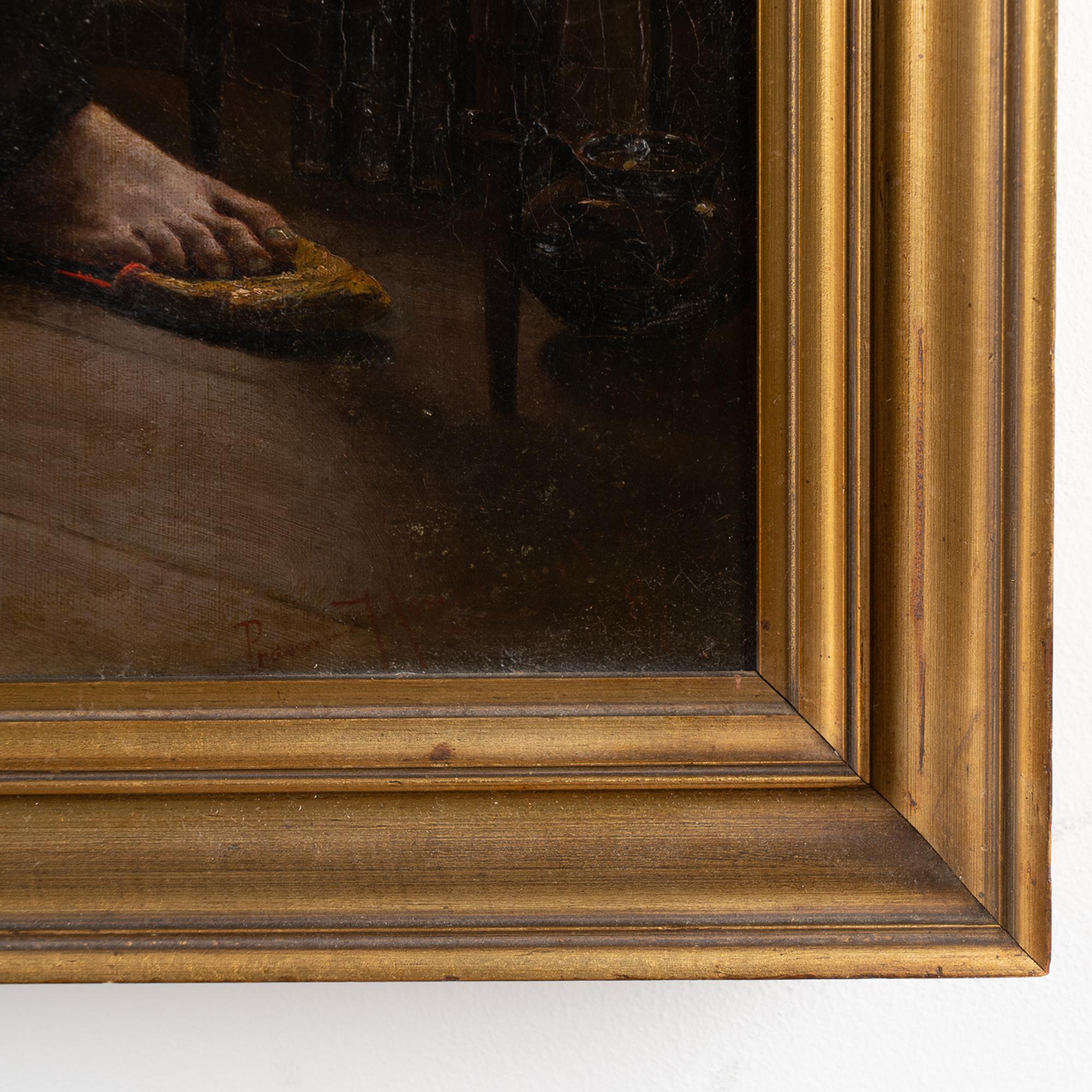 Peinture à l'huile sur toile d'un étudiant, signée Christian Pram-Henningsen, 1881 en vente 5