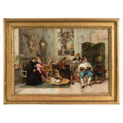 Antique Oil on Canvas painting of 'The Barber of Seville' by Luis Alvarez Catalá