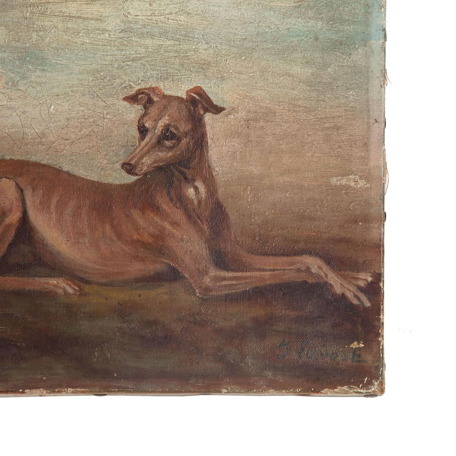 Oil on Canvas Painting of Whippets In Good Condition In Tetbury, Gloucestershire