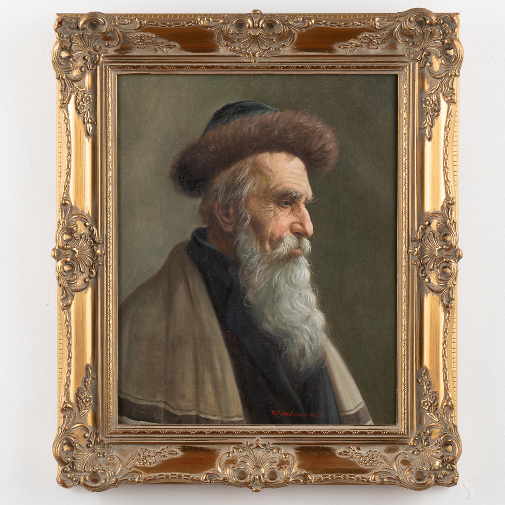 Portrait original à l'huile sur toile d'un homme russe portant un chapeau. Signé, artiste inconnu.
La toile est en bon état, décollements mineurs, craquelures, peut bénéficier d'un léger nettoyage. 
Toutes les rayures, fissures, bosses ou