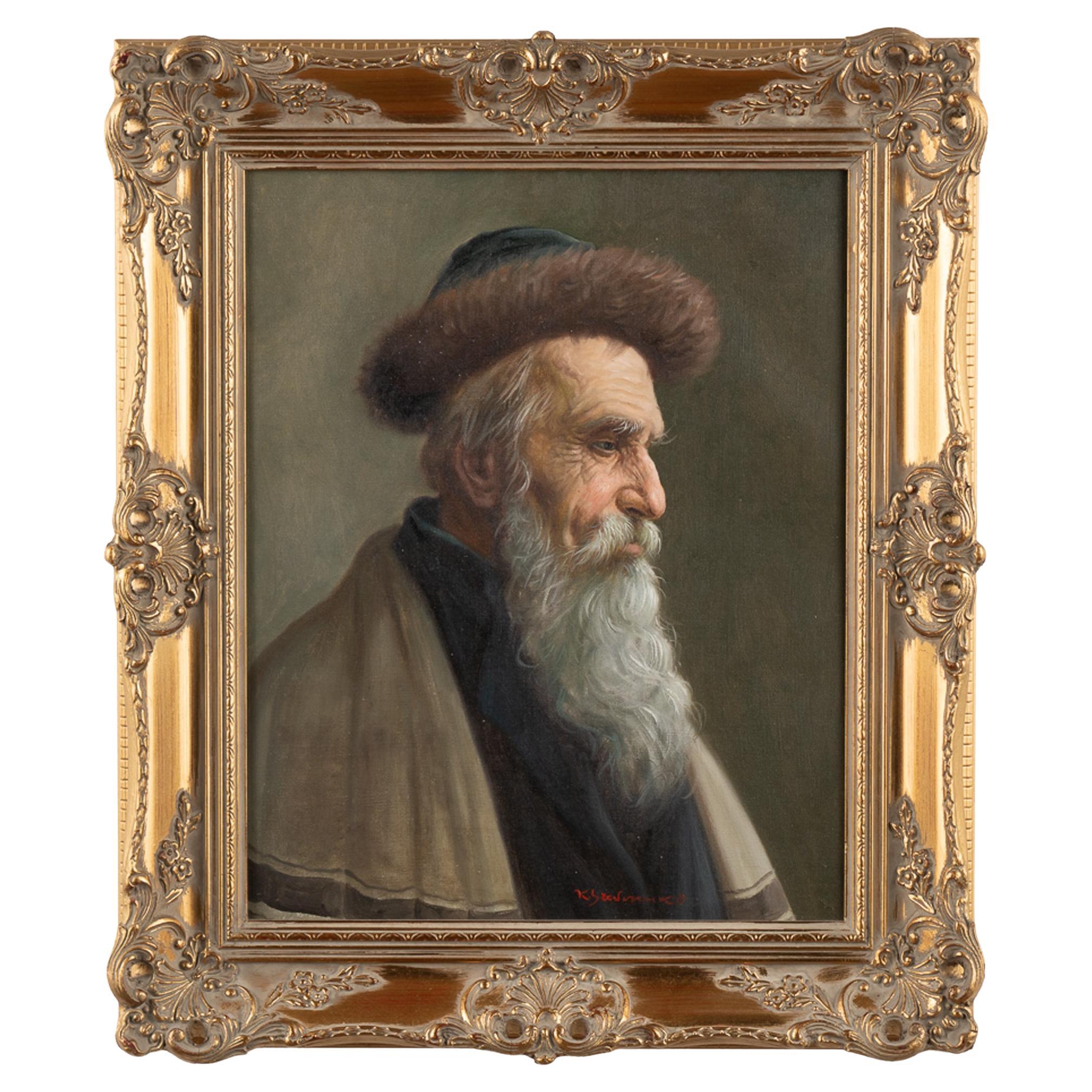 Oil on Canvas Painting, Portrait of Russian Man, Russia circa 1950-60 For Sale