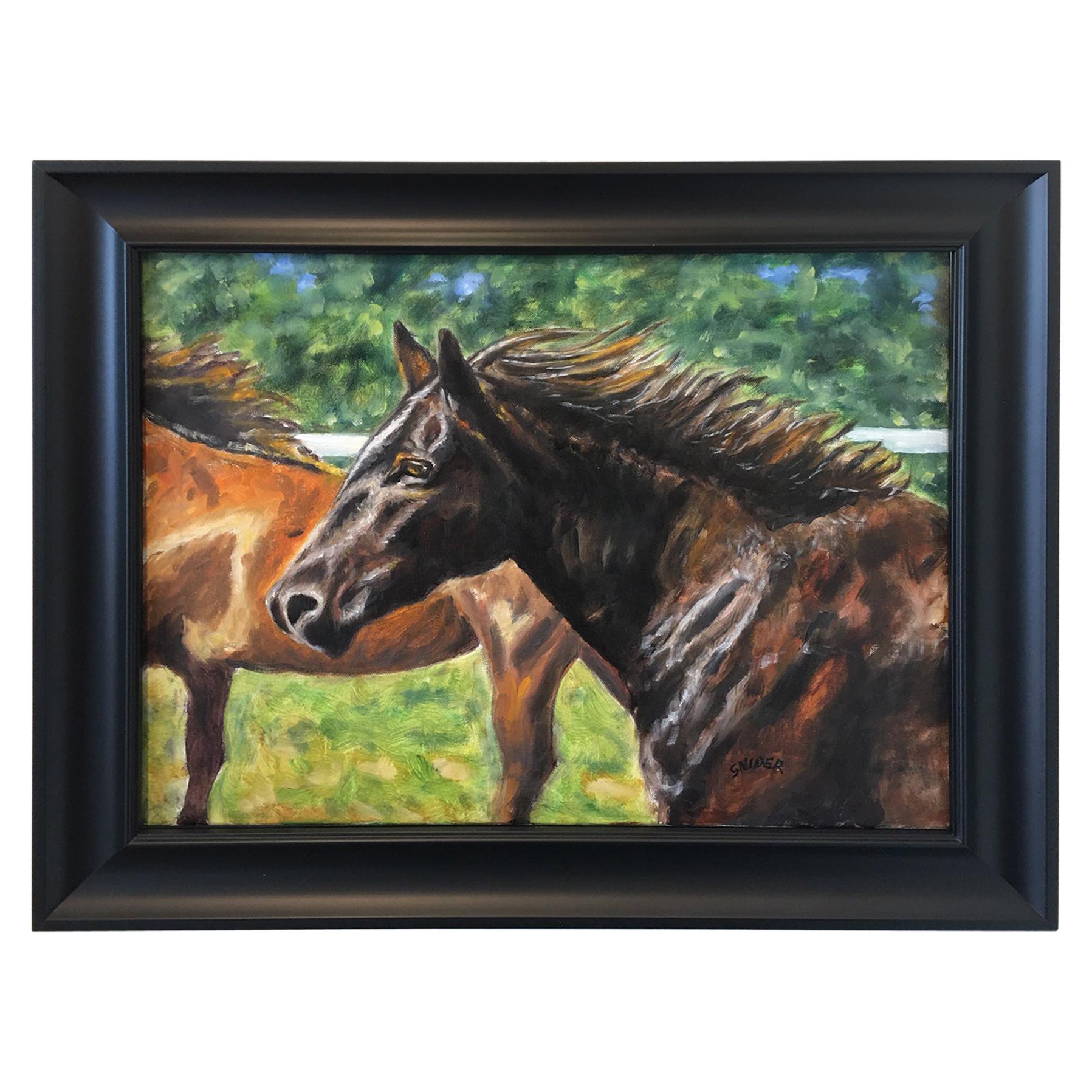 Oil on Canvas Painting "Running Horses", Lawrence Snider, circa 2017