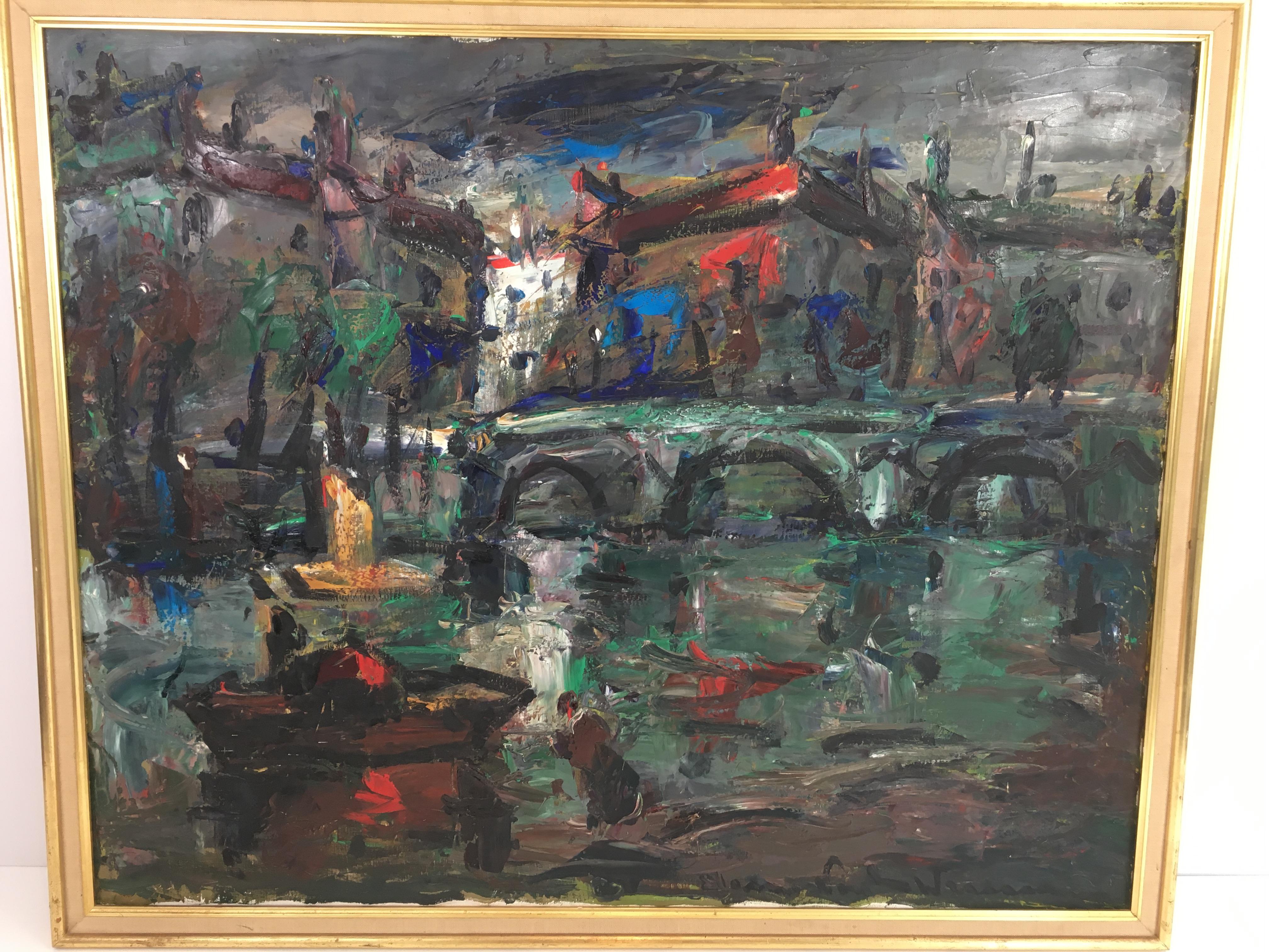 Oil on Canvas Painting, Signed, circa 1960 For Sale 4