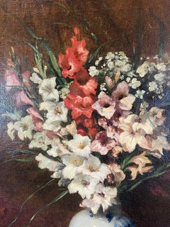 Oil On Canvas Painting Still Life With Flowers, Aimé Perret (1846-1927)