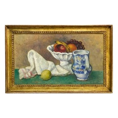 Vintage Oil on Canvas Painting, Still Life with Lemon by Simka Simkhovitch, 1930