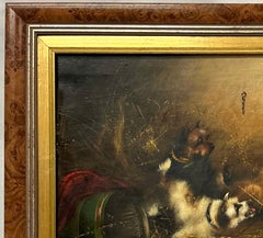 Oil on Canvas Painting, "Terriers Playfully Fighting" by Frank Cassell