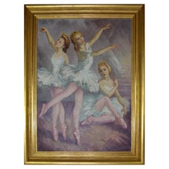 Oil on Canvas Painting "the Ballet" Signed