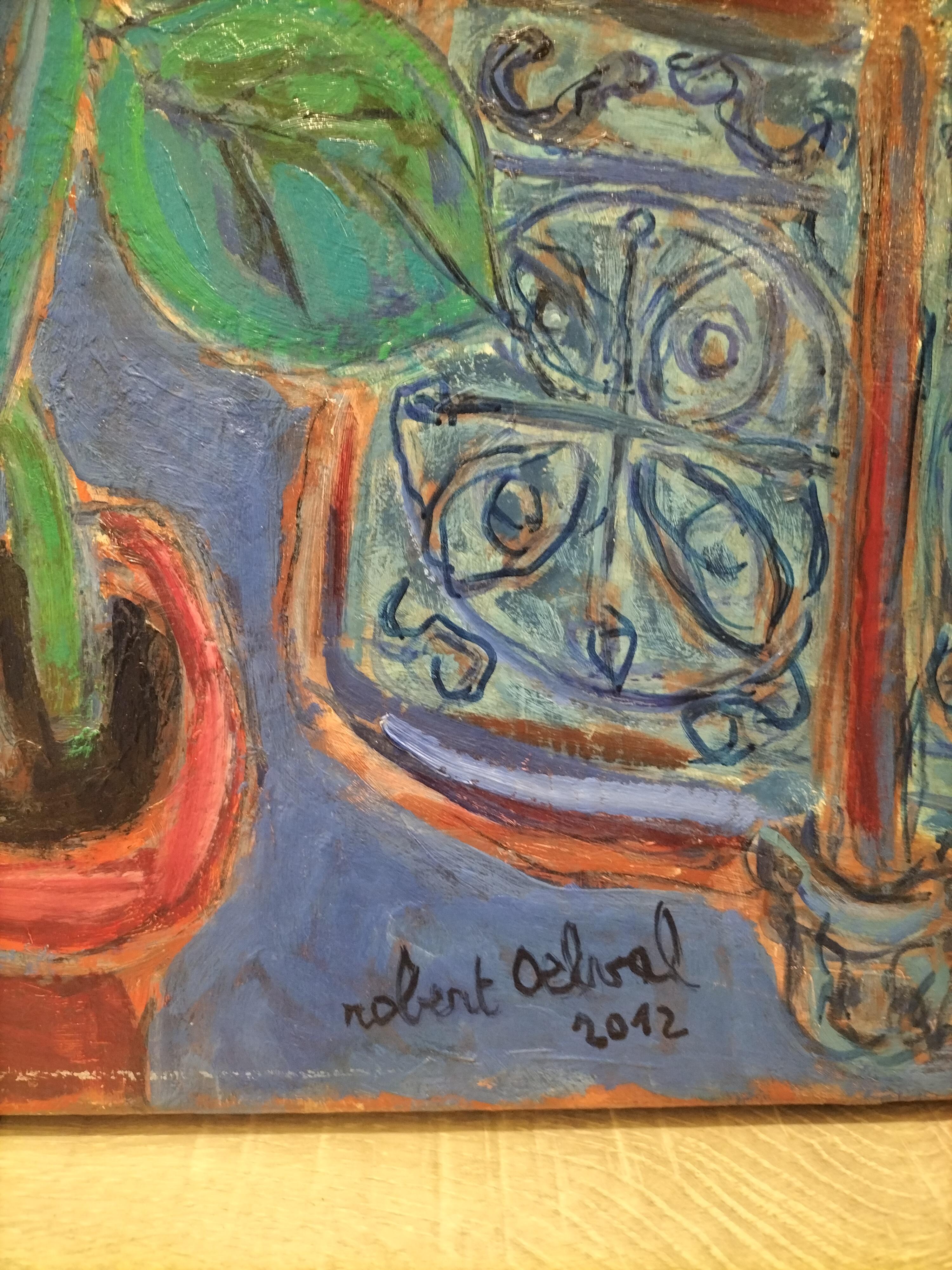 Öl auf Leinwand Gemälde „Die Schönheit mit Kalt“ von Robert Delval (1934-) (Moderne)
