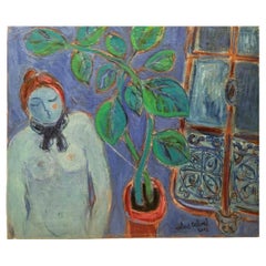 Öl auf Leinwand Gemälde „Die Schönheit mit Kalt“ von Robert Delval (1934-)