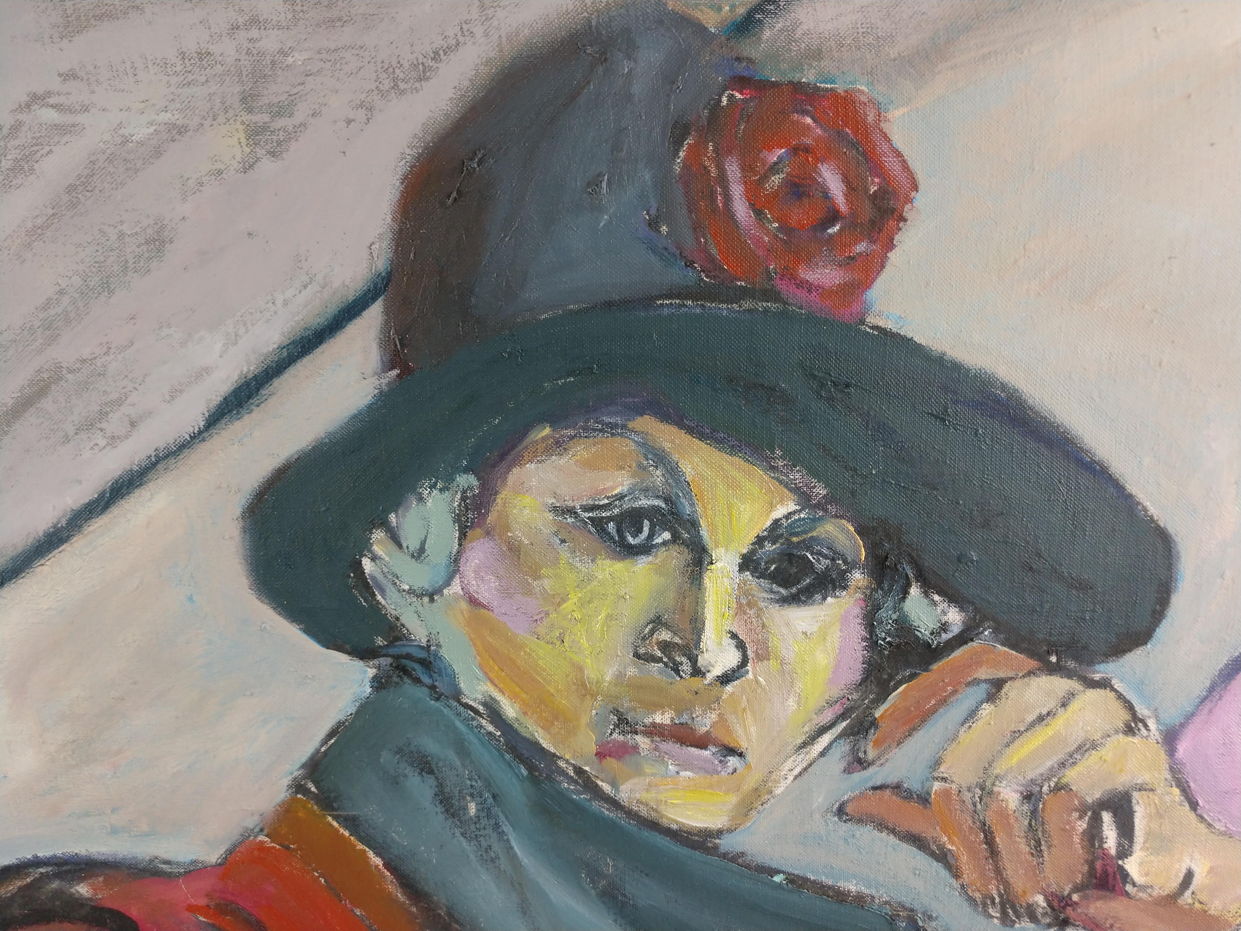 Huile sur toile Portrait d'un ami parisien par Jeanne Kostich Bon état - En vente à Port Jervis, NY