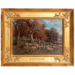 Used Oil on Canvas "Paturage dans Yonne" by James Desvarreux-Larpenteur (1847-1947)