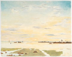 Oil on Canvas, Poil Painting, seaside, Unsigned, 20th Century.