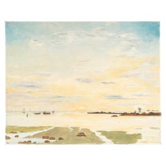 Oil on Canvas, Poil Painting, seaside, Unsigned, 20th Century.
