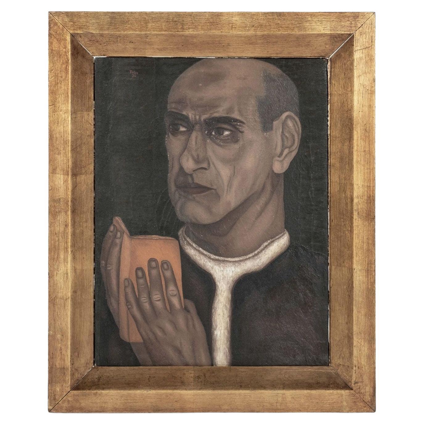 Oil-on-Canvas Portrait Framed in Giltwood