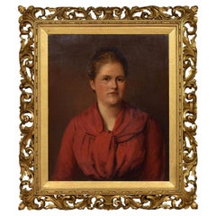 Antique Oil on Canvas Portrait of a Lady