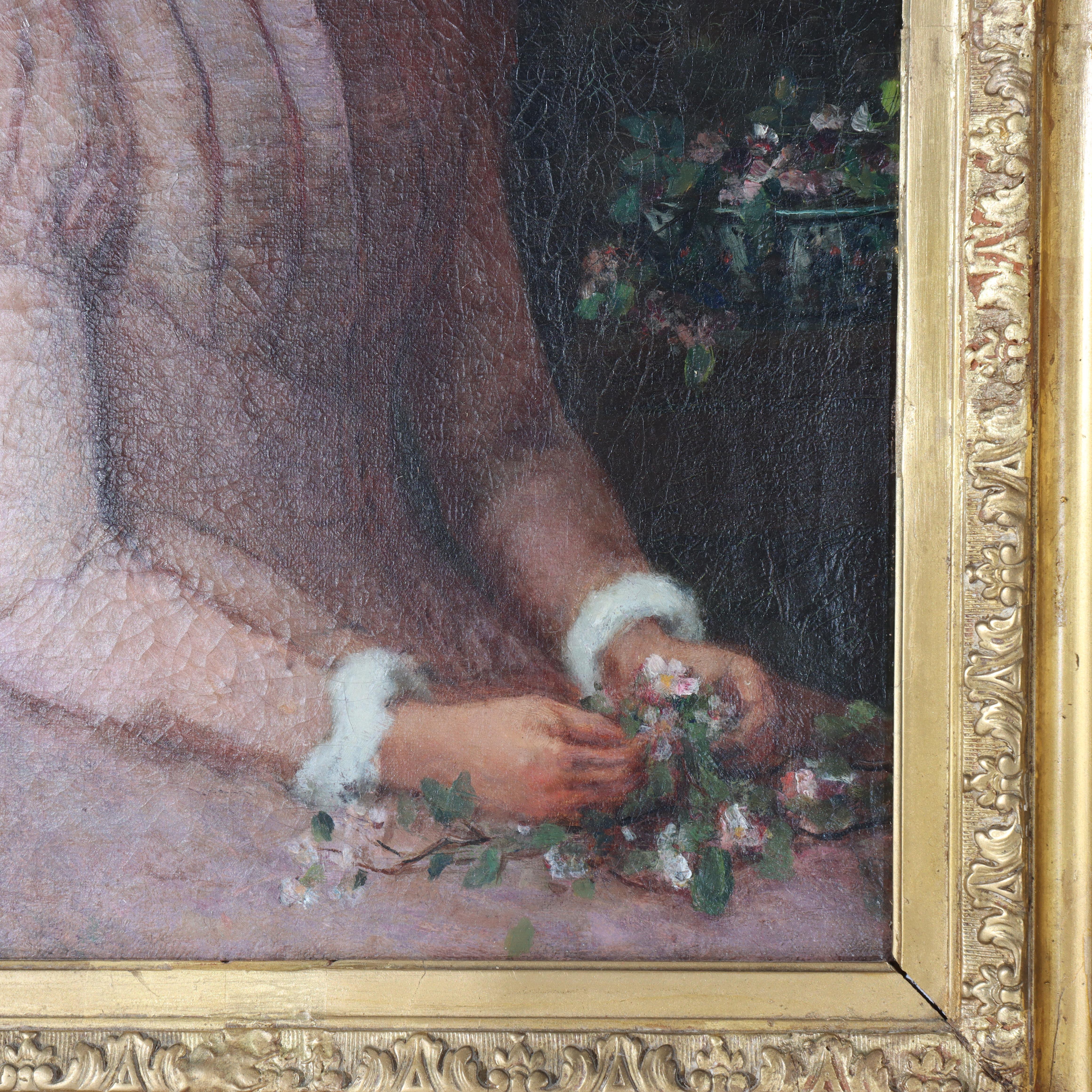 Öl auf Leinwand Porträt eines Mädchens von Grant in Newcomb Macklin attr Rahmen um 1890 im Angebot 8