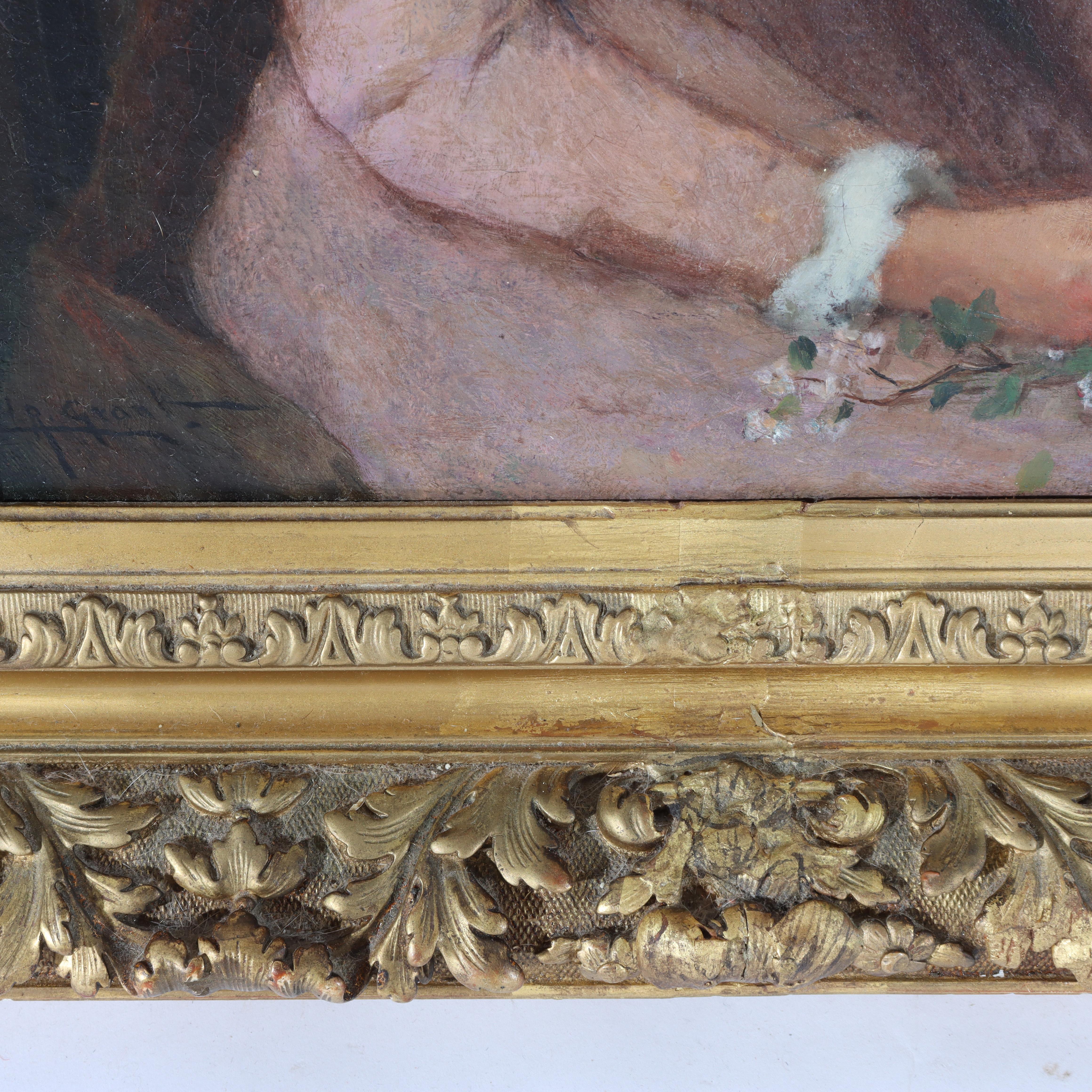 Öl auf Leinwand Porträt eines Mädchens von Grant in Newcomb Macklin attr Rahmen um 1890 im Angebot 9