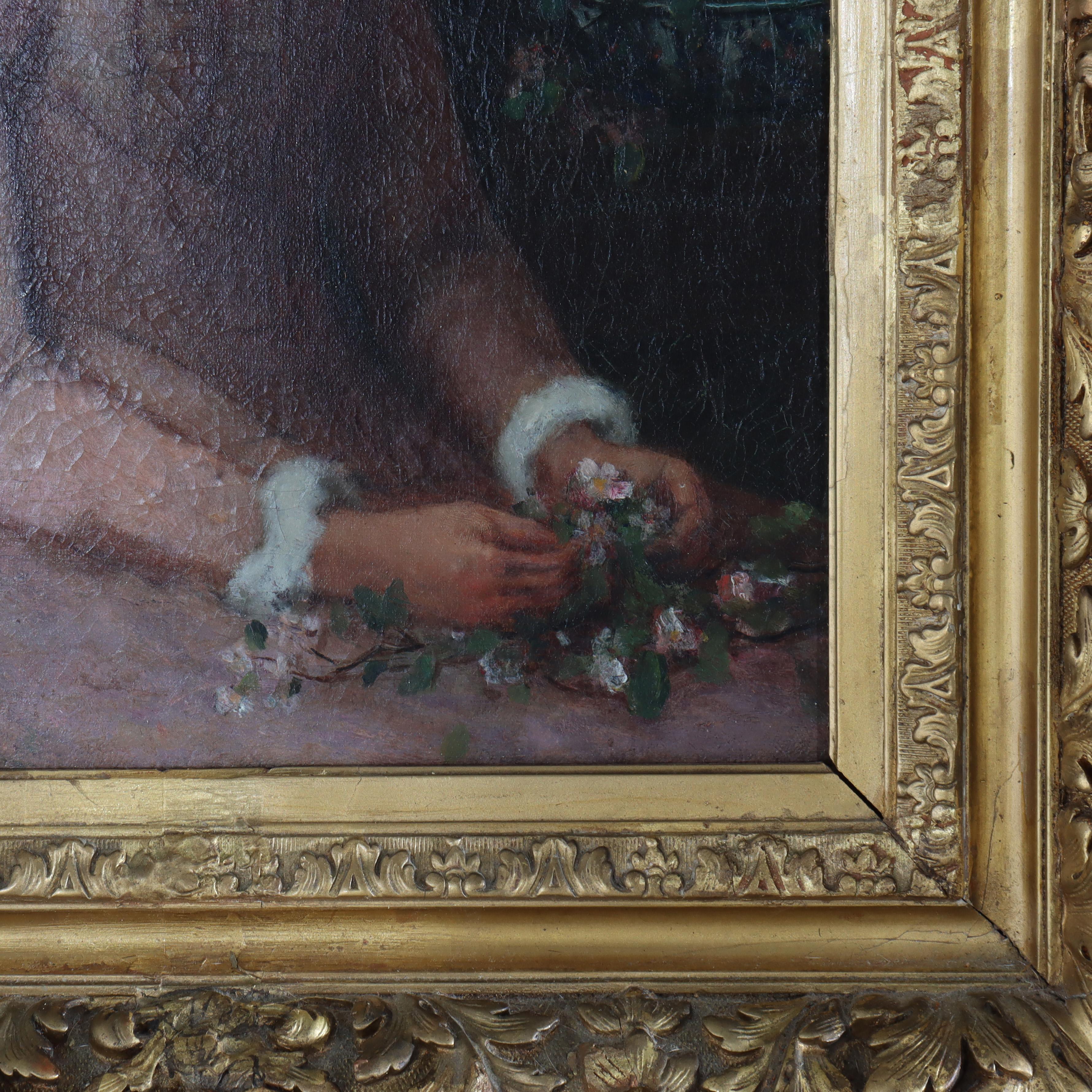 Öl auf Leinwand Porträt eines Mädchens von Grant in Newcomb Macklin attr Rahmen um 1890 (19. Jahrhundert) im Angebot