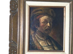 Öl auf Leinwand Porträt eines mittelalterlichen Mannes Signiert Costello