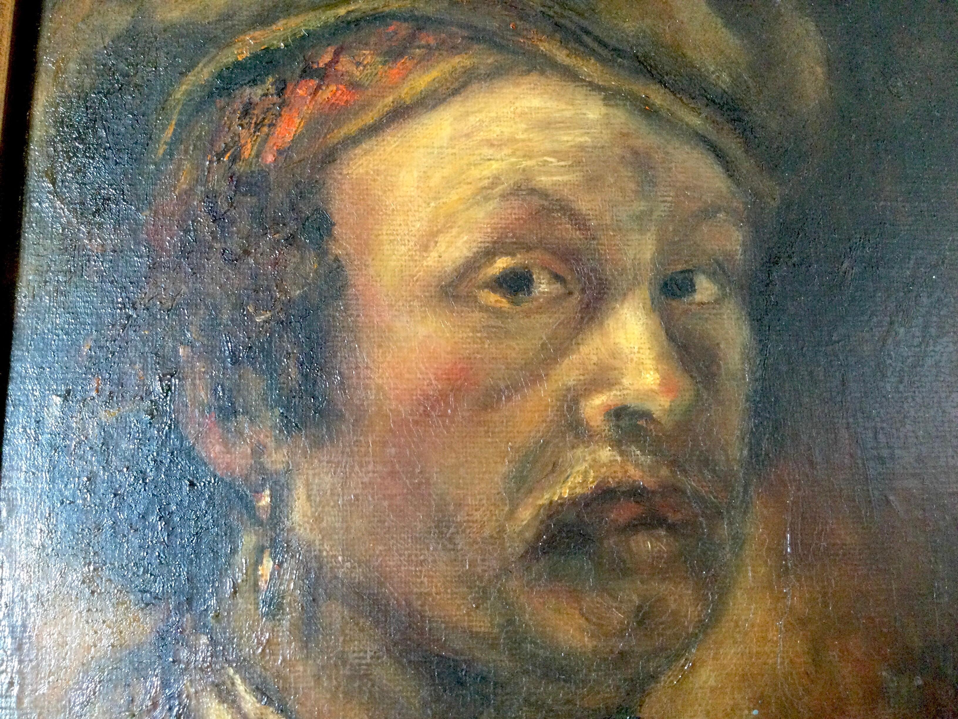 Huile sur toile Portrait d'un homme médiéval, signé Costello Bon état - En vente à Lambertville, NJ