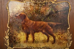 Öl auf Leinwand Porträt eines Setters oder Golden Retrievers Signiert Clarence E. Braley