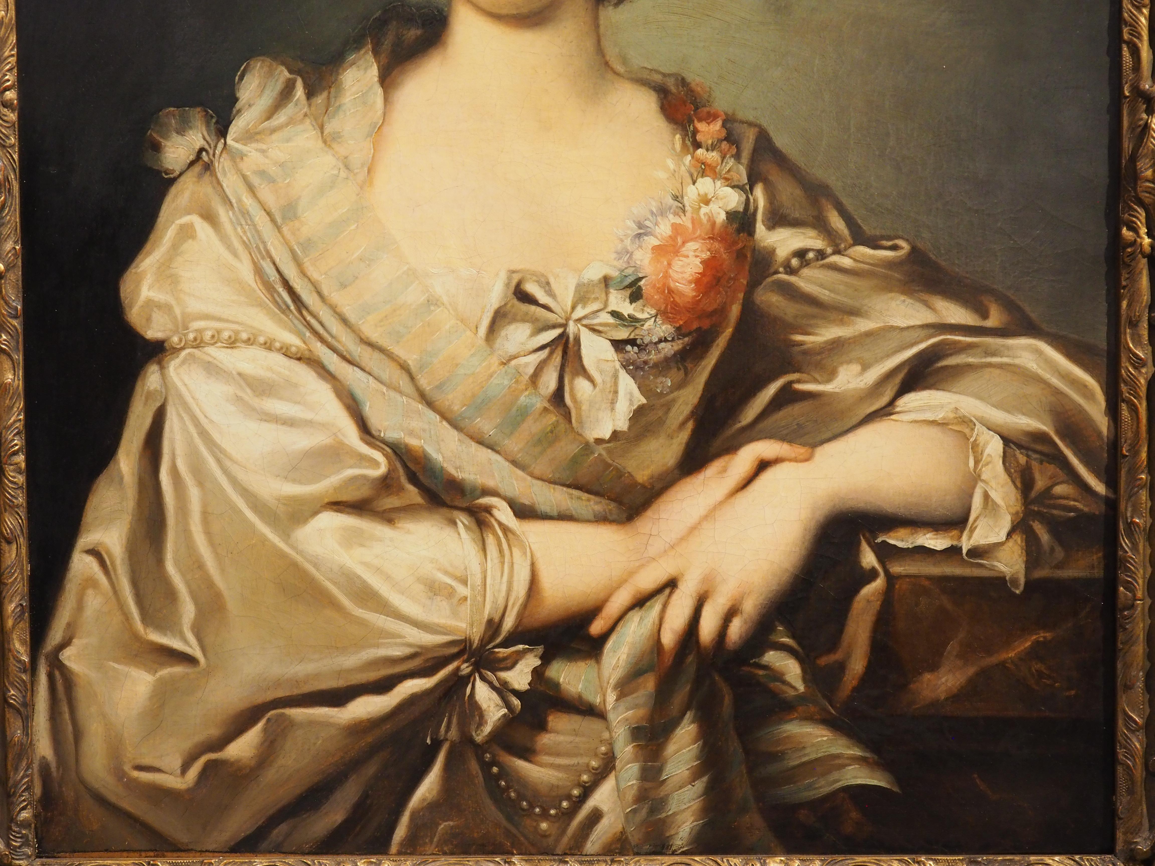 Oil on Canvas Portrait of Henriette Euphemie de Moniot by Robert Tourniers, 1734 12