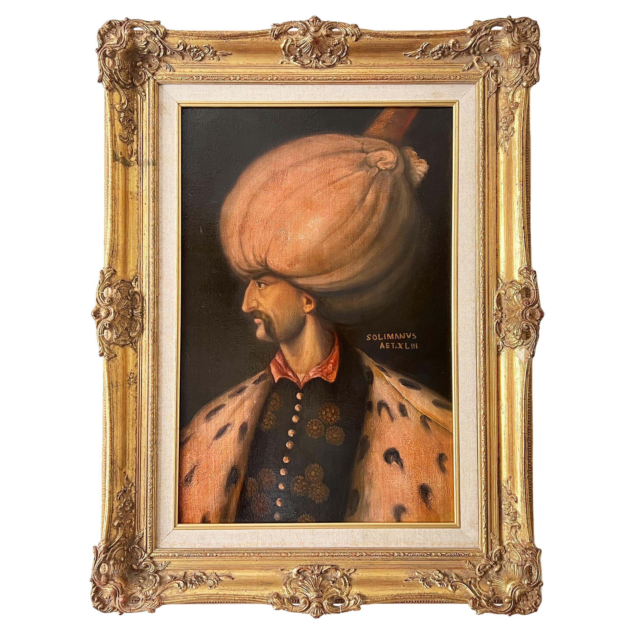Oil On Canvas Portrait Of Ottoman Sultan Suleiman The Magnificent
