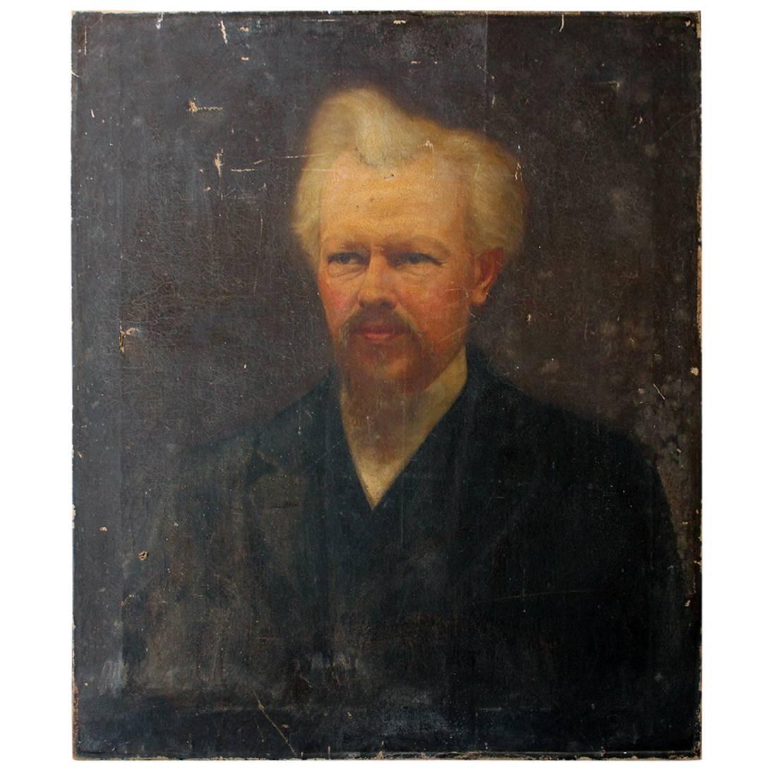Oil on Canvas Portrait of the Minister Thomas Child, circa 1870