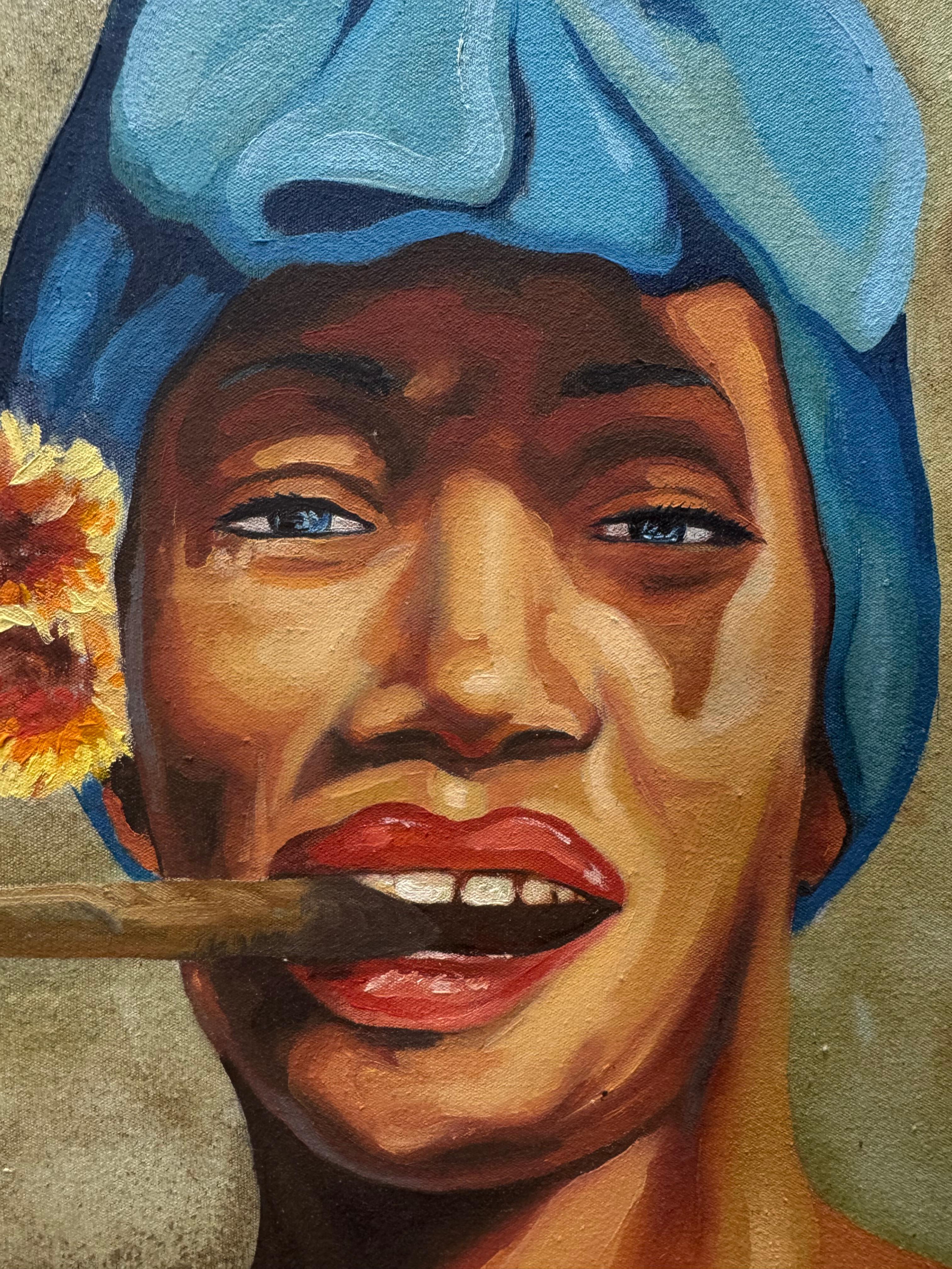 Il s'agit d'une peinture merveilleusement rendue d'une belle femme des Antilles fumant un cigare par l'artiste Lenier. La peinture est une huile sur toile. Il est livré sans cadre.

