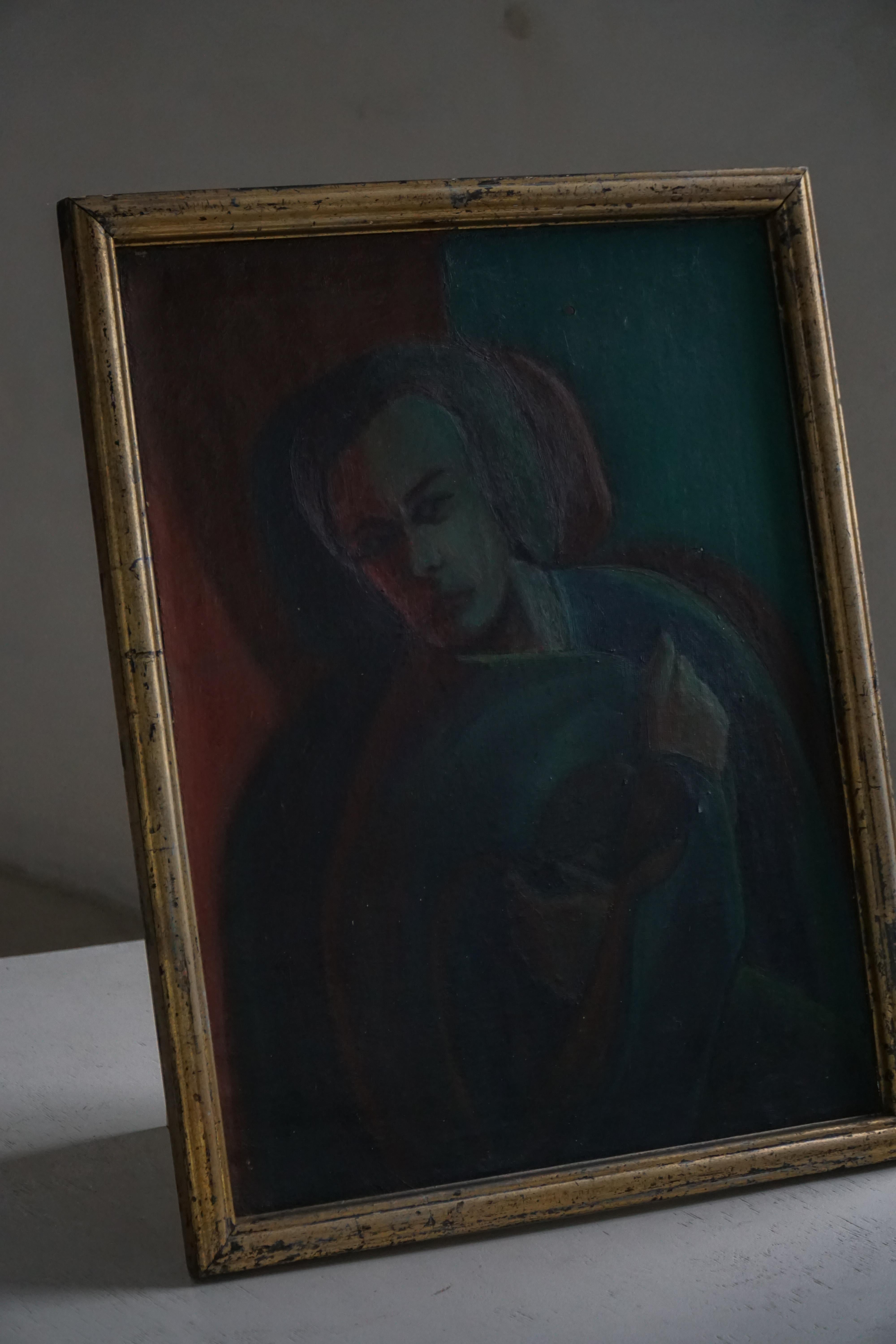 Oil on Canvas Portrait Painting, Unknown Danish Artist, Early 20th ...