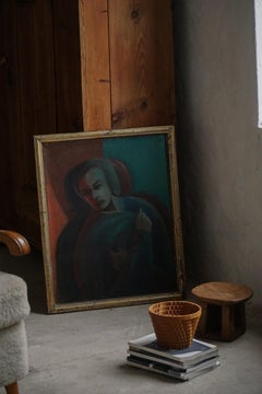 Oil on Canvas Portrait Painting, Unknown Danish Artist, Early 20th Century