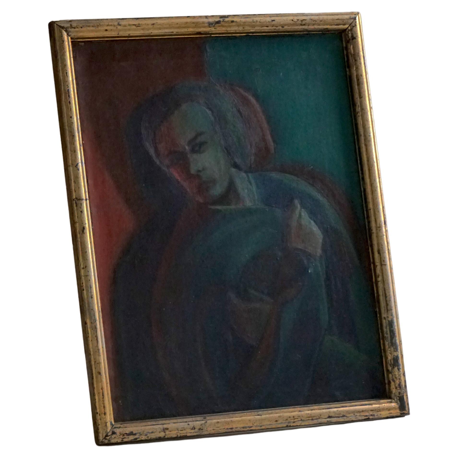 Oil on Canvas Portrait Painting, Unknown Danish Artist, Early 20th Century