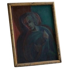 Oil on Canvas Portrait Painting, Unknown Danish Artist, Early 20th Century