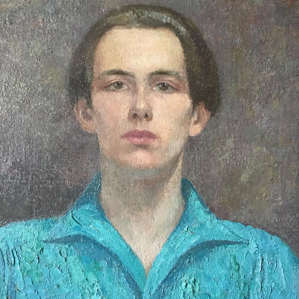 Oil on canvas, portrait painting of a young man titled ‘The Blue Shirt’ by London born artist Rudolf Helmut Sauter (1895-1977)

Rudolph H Sauter was the son of German born artist, Georg Sauter (1866-1937) Rudolf studied art in London and Munich