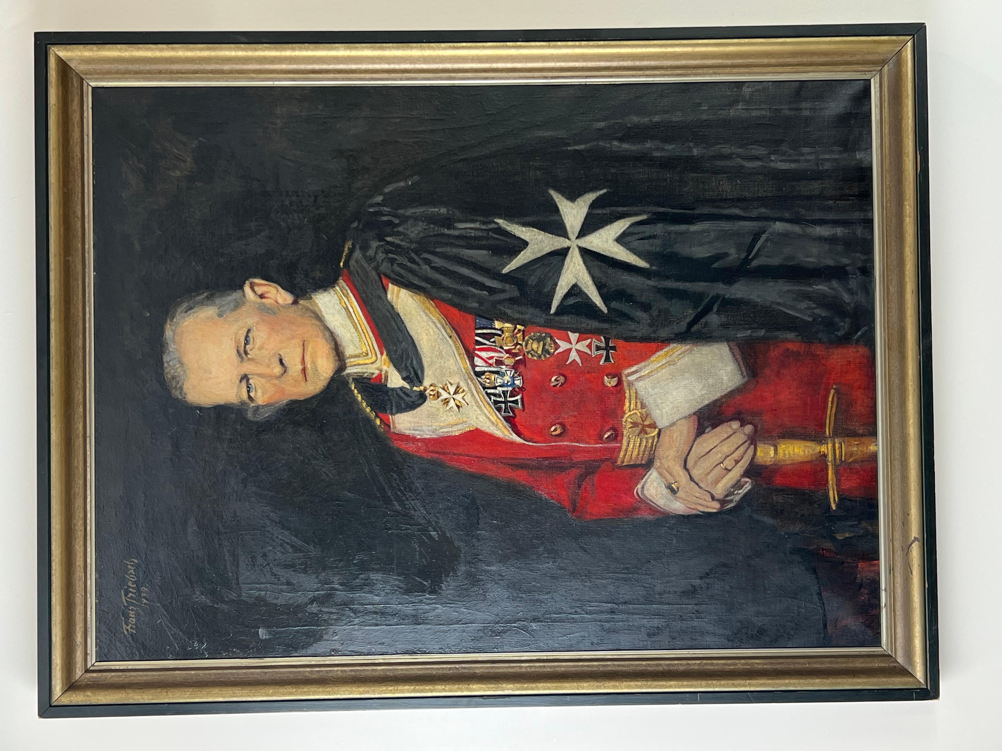 Dieses eindrucksvolle Porträt in Öl auf Leinwand mit dem Titel 