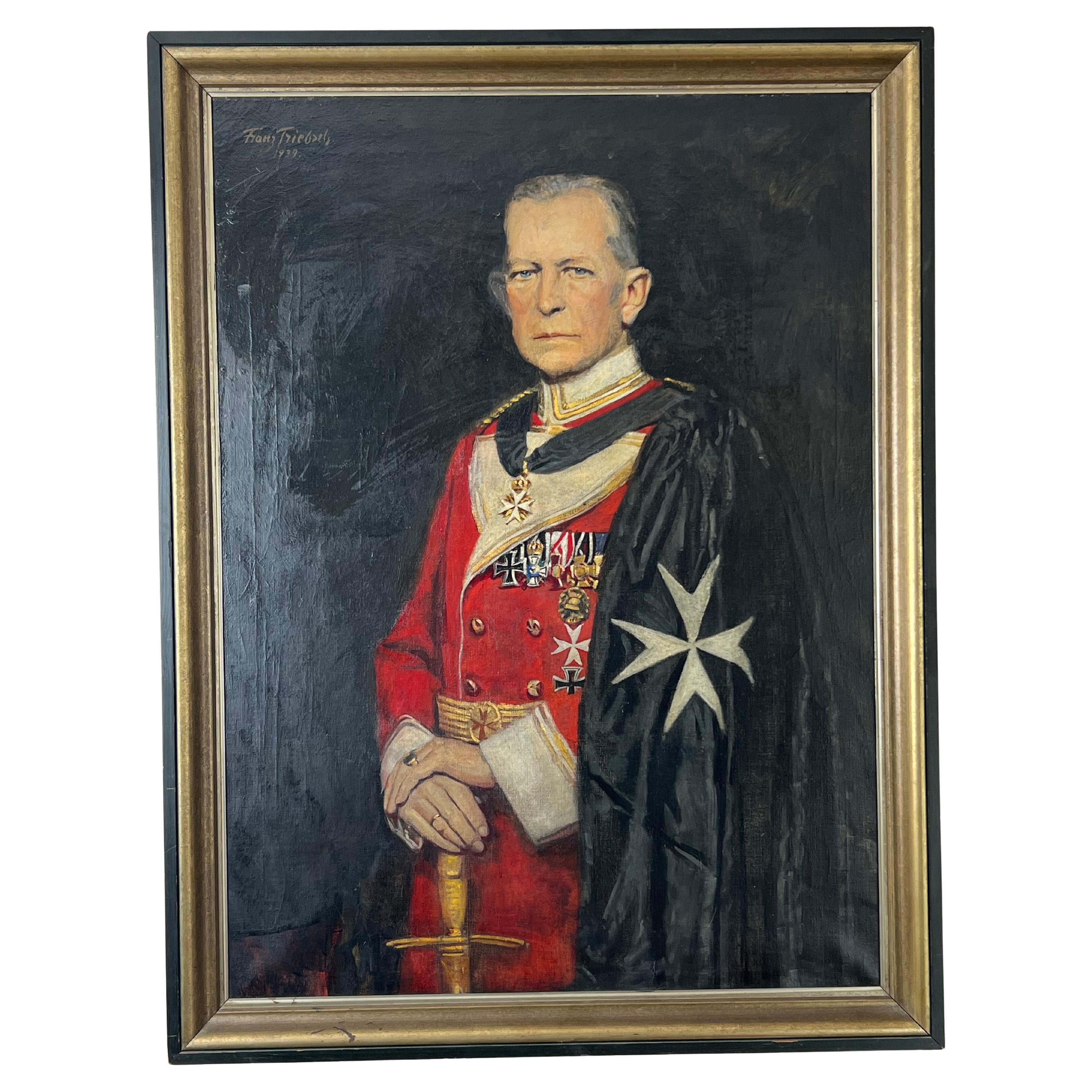 Óleo sobre lienzo Retrato "Mariscal de campo alemán de la Primera Guerra Mundial" por Franz Triebsch 1939