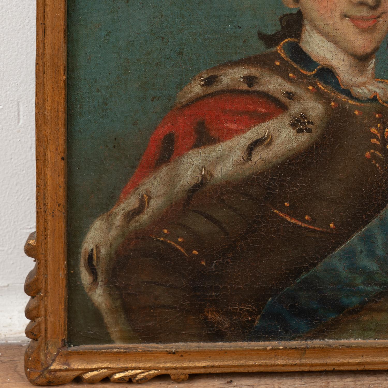 Oil on Canvas Portraits King Fredrik V & Queen Louise, Denmark circa 1780 5